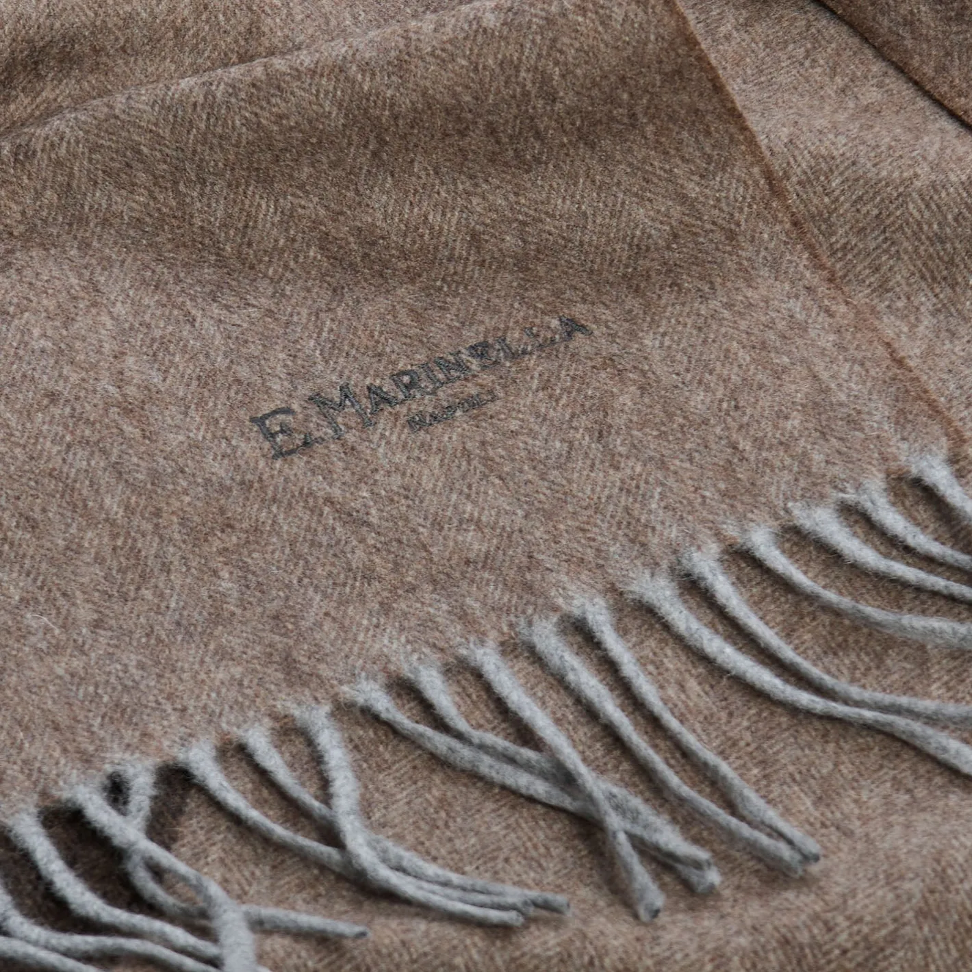 E.Marinella SCIARPA BICOLOR MARRONE IN LANA E CASHMERE Tinta unita Online