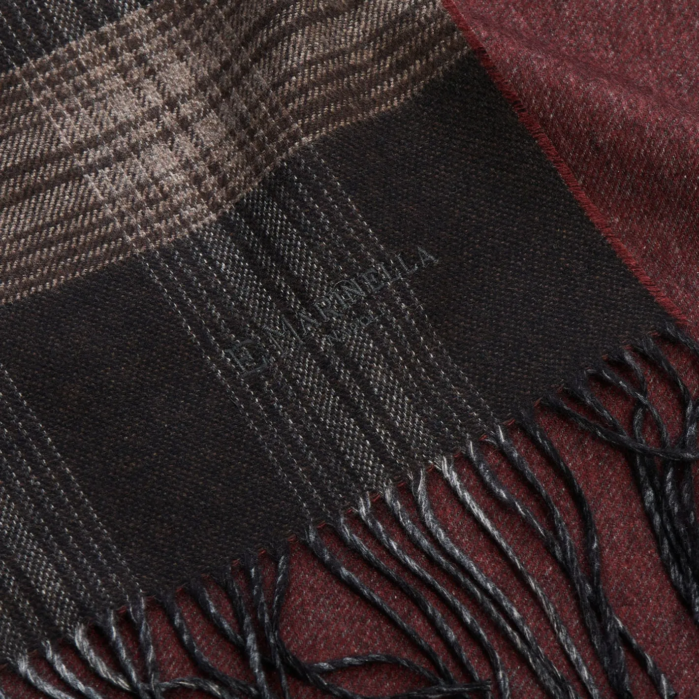 E.Marinella SCIARPA BICOLOR MARRONE IN SETA E CASHMERE Check Discount