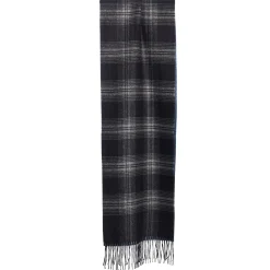 E.Marinella SCIARPA BICOLOR NERA IN SETA E CASHMERE Check Discount
