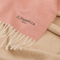 E.Marinella SCIARPA BICOLOR ROSA E BEIGE IN SETA E CASHMERE Tinta unita Clearance