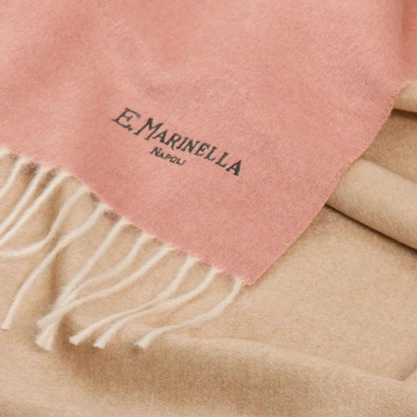 E.Marinella SCIARPA BICOLOR ROSA E BEIGE IN SETA E CASHMERE Tinta unita Clearance