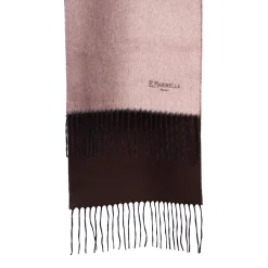E.Marinella SCIARPA BICOLOR ROSA E MARRONE SCURO IN SETA E CASHMERE Tinta unita Hot