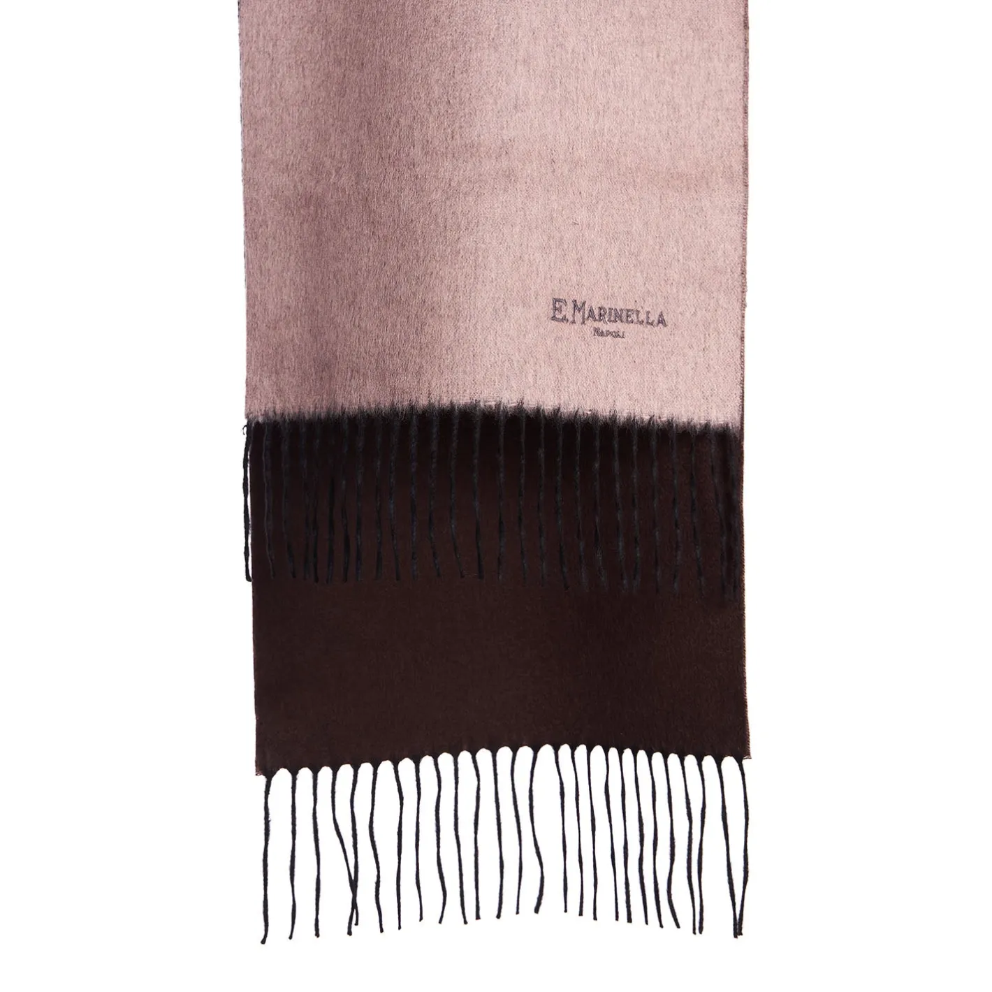 E.Marinella SCIARPA BICOLOR ROSA E MARRONE SCURO IN SETA E CASHMERE Tinta unita Hot