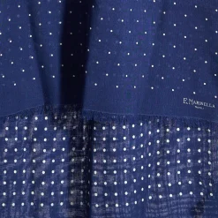 E.Marinella SCIARPA BLU MEDIO IN LANA E SETA Pois Sale