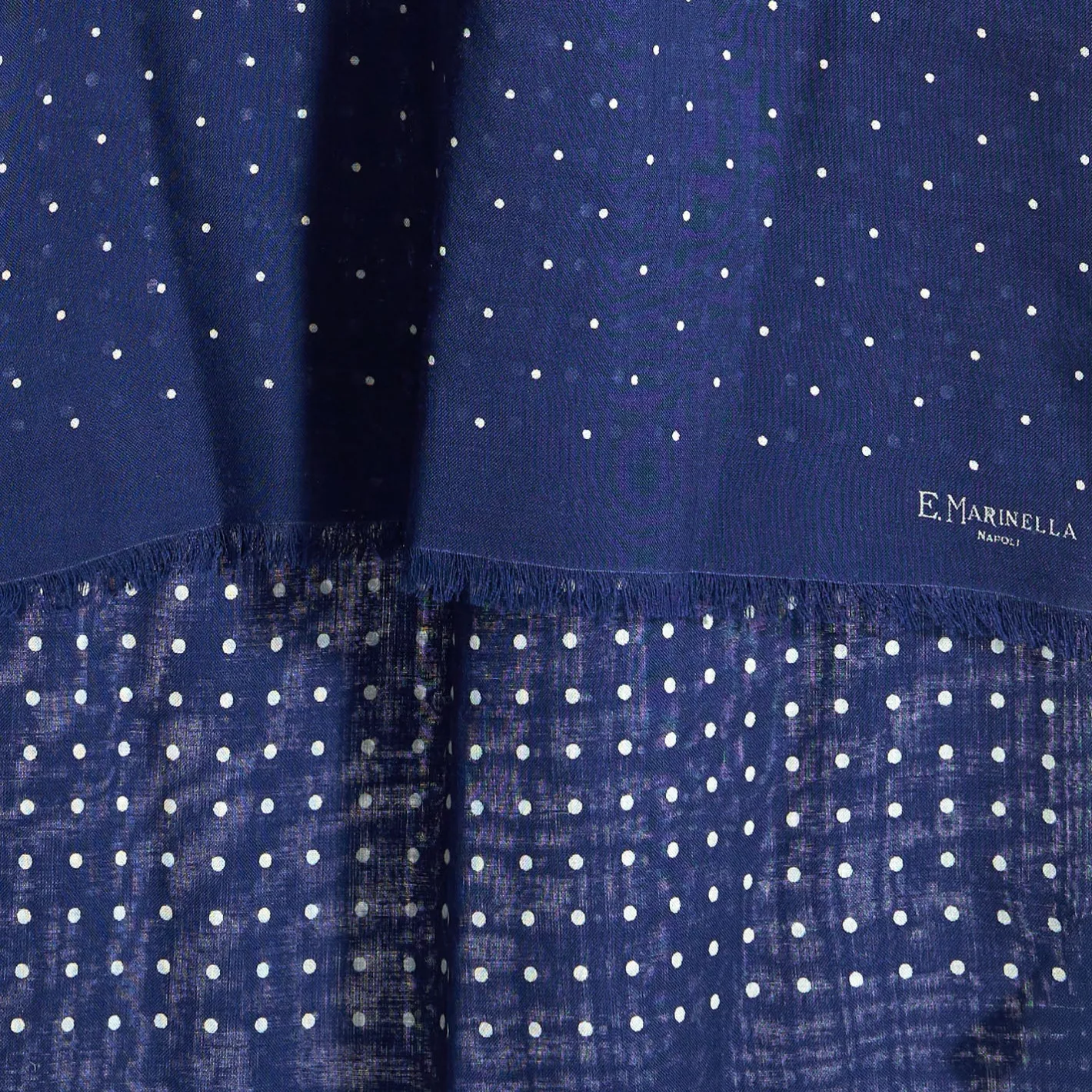 E.Marinella SCIARPA BLU MEDIO IN LANA E SETA Pois Sale