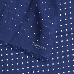E.Marinella SCIARPA BLU MEDIO IN LANA E SETA Pois Sale