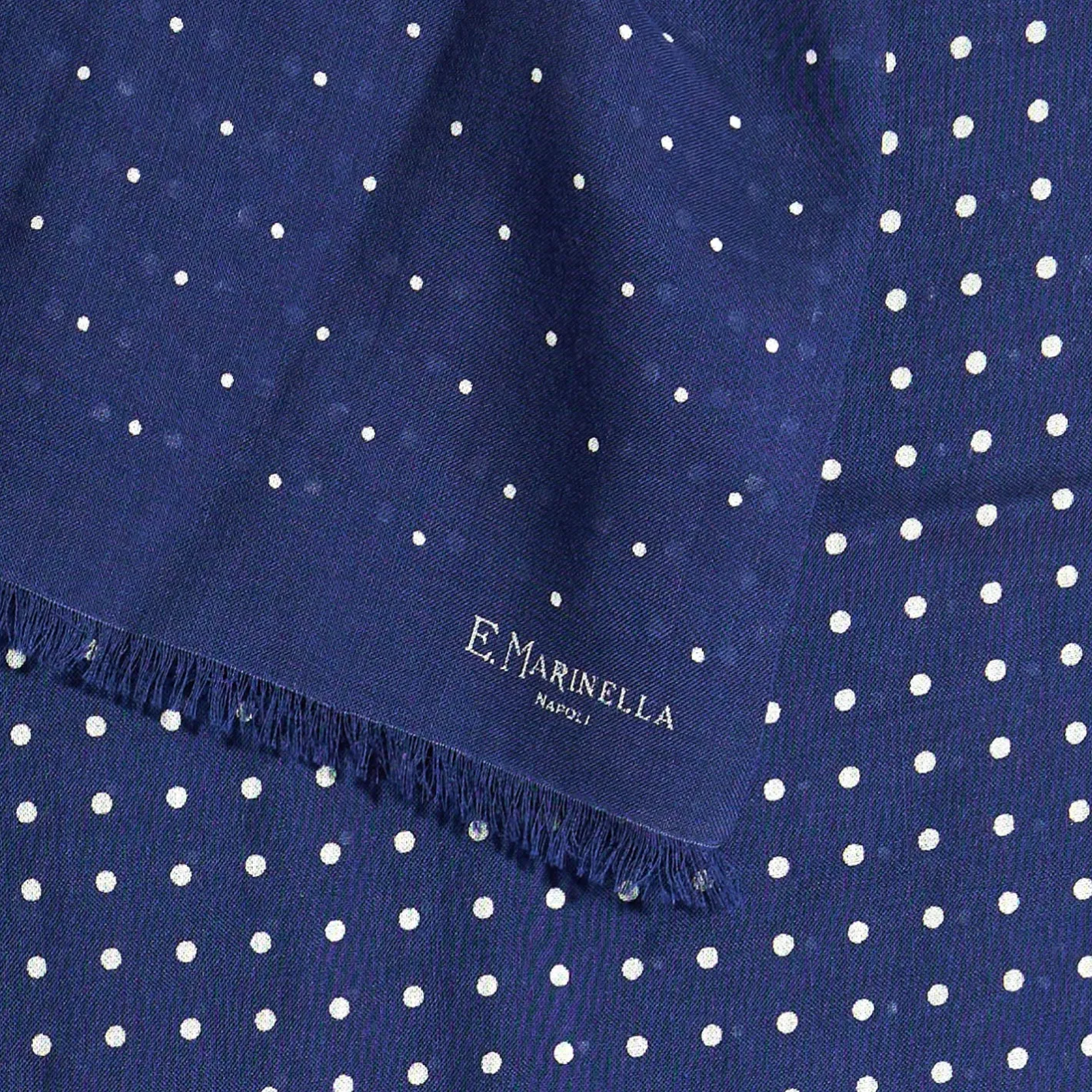 E.Marinella SCIARPA BLU MEDIO IN LANA E SETA Pois Sale
