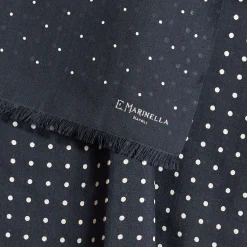 E.Marinella SCIARPA BLU SCURO IN LANA E SETA Pois Online