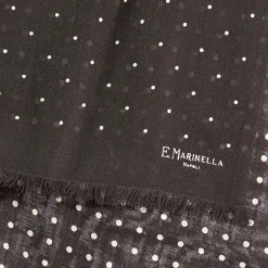 E.Marinella SCIARPA MARRONE SCURO IN LANA E SETA Pois Outlet