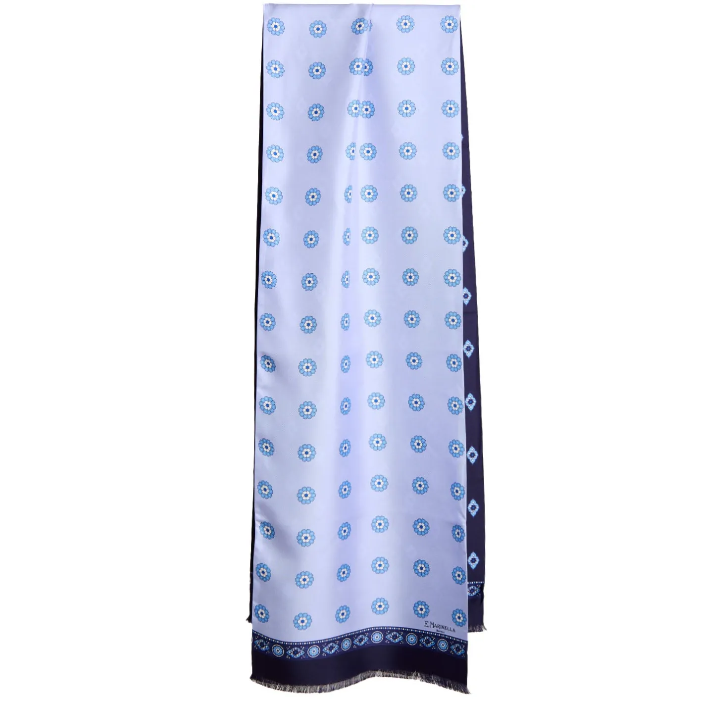 E.Marinella SCIARPA TUBOLARE AZZURRA IN SETA TWILL Geometric harmony Online