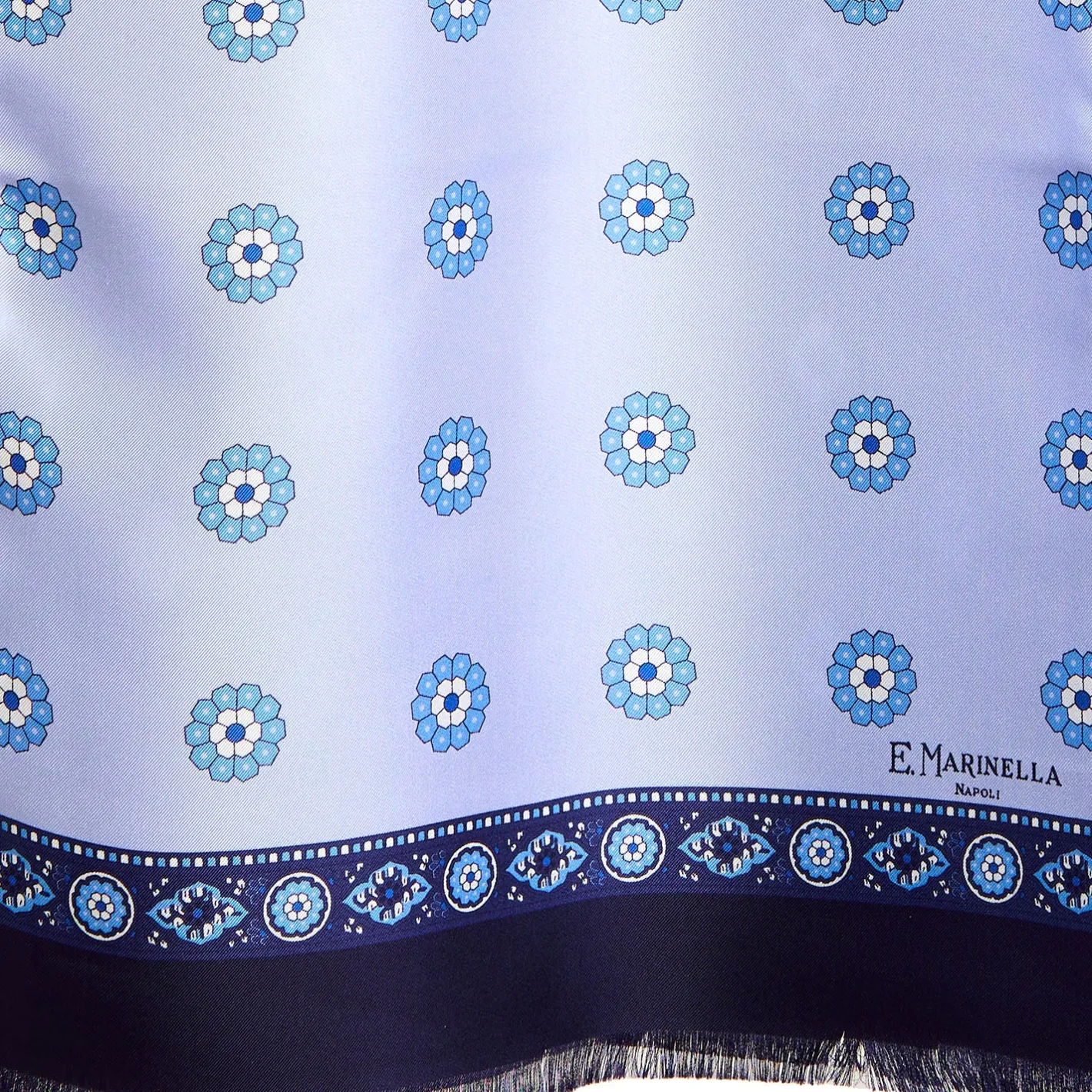 E.Marinella SCIARPA TUBOLARE AZZURRA IN SETA TWILL Geometric harmony Online