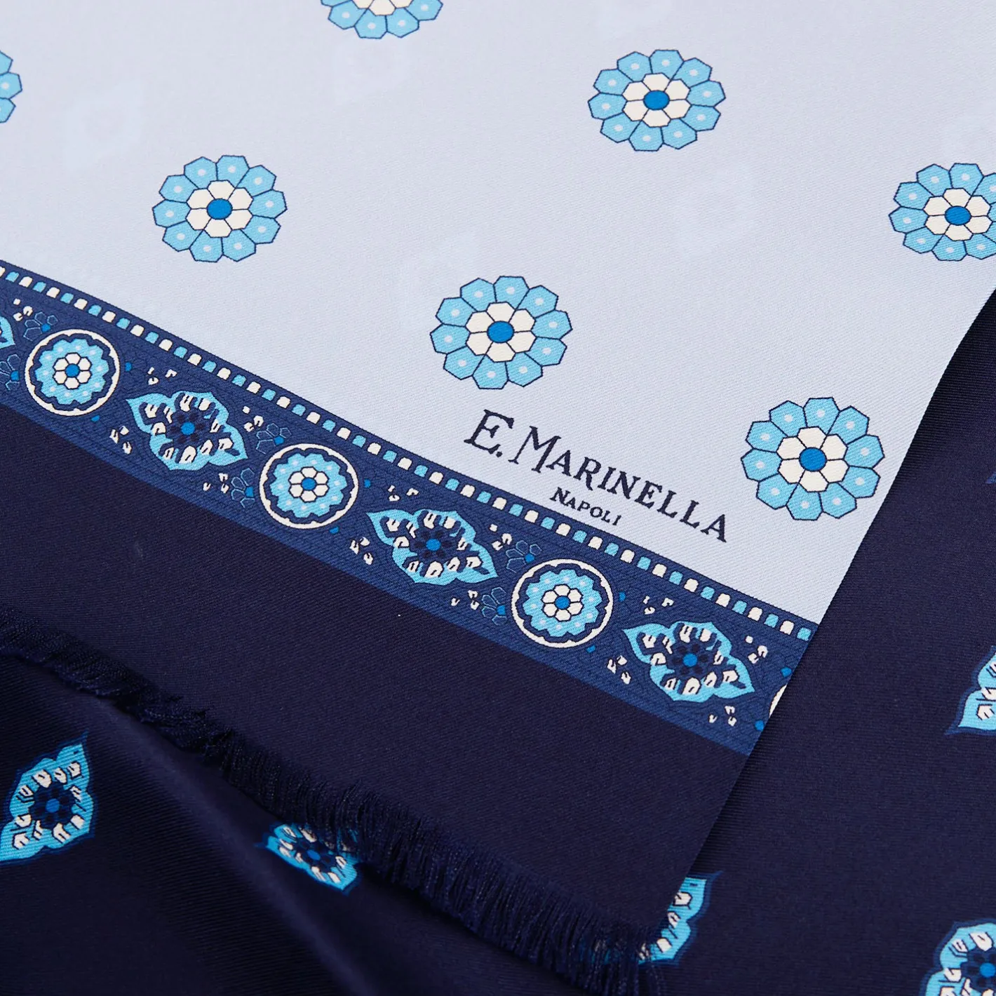 E.Marinella SCIARPA TUBOLARE AZZURRA IN SETA TWILL Geometric harmony Online