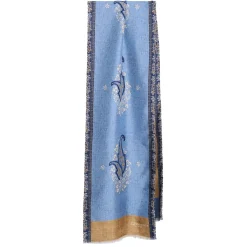 E.Marinella SCIARPA TUBOLARE AZZURRA IN SETA TWILL Paisley pattern