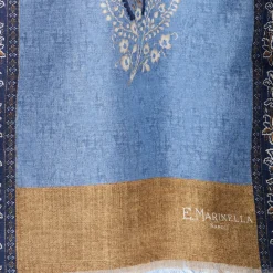 E.Marinella SCIARPA TUBOLARE AZZURRA IN SETA TWILL Paisley pattern
