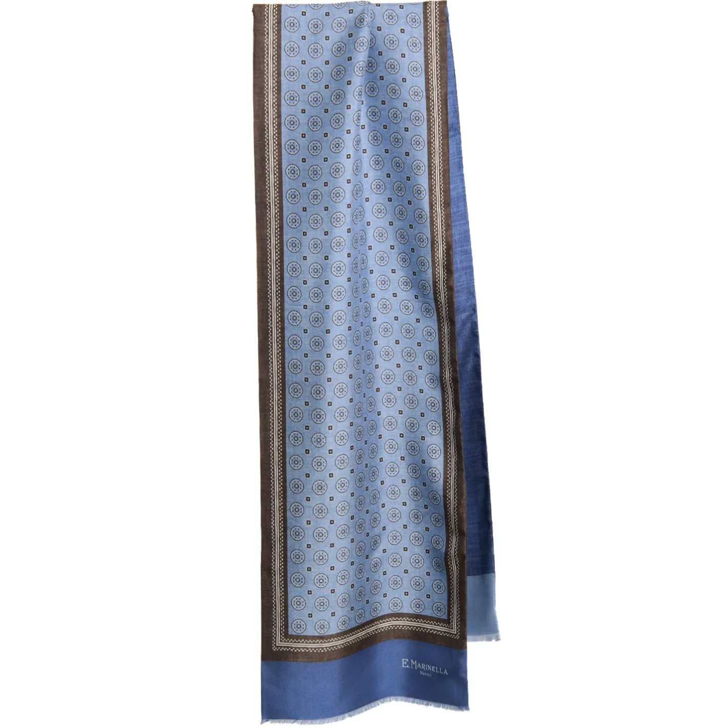 E.Marinella SCIARPA TUBOLARE AZZURRA IN SETA TWILL Classic daisy Clearance