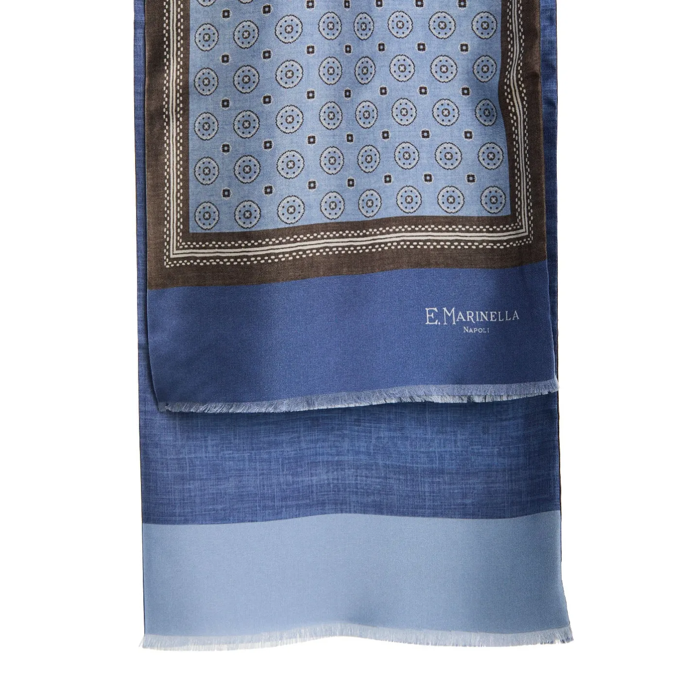 E.Marinella SCIARPA TUBOLARE AZZURRA IN SETA TWILL Classic daisy Clearance