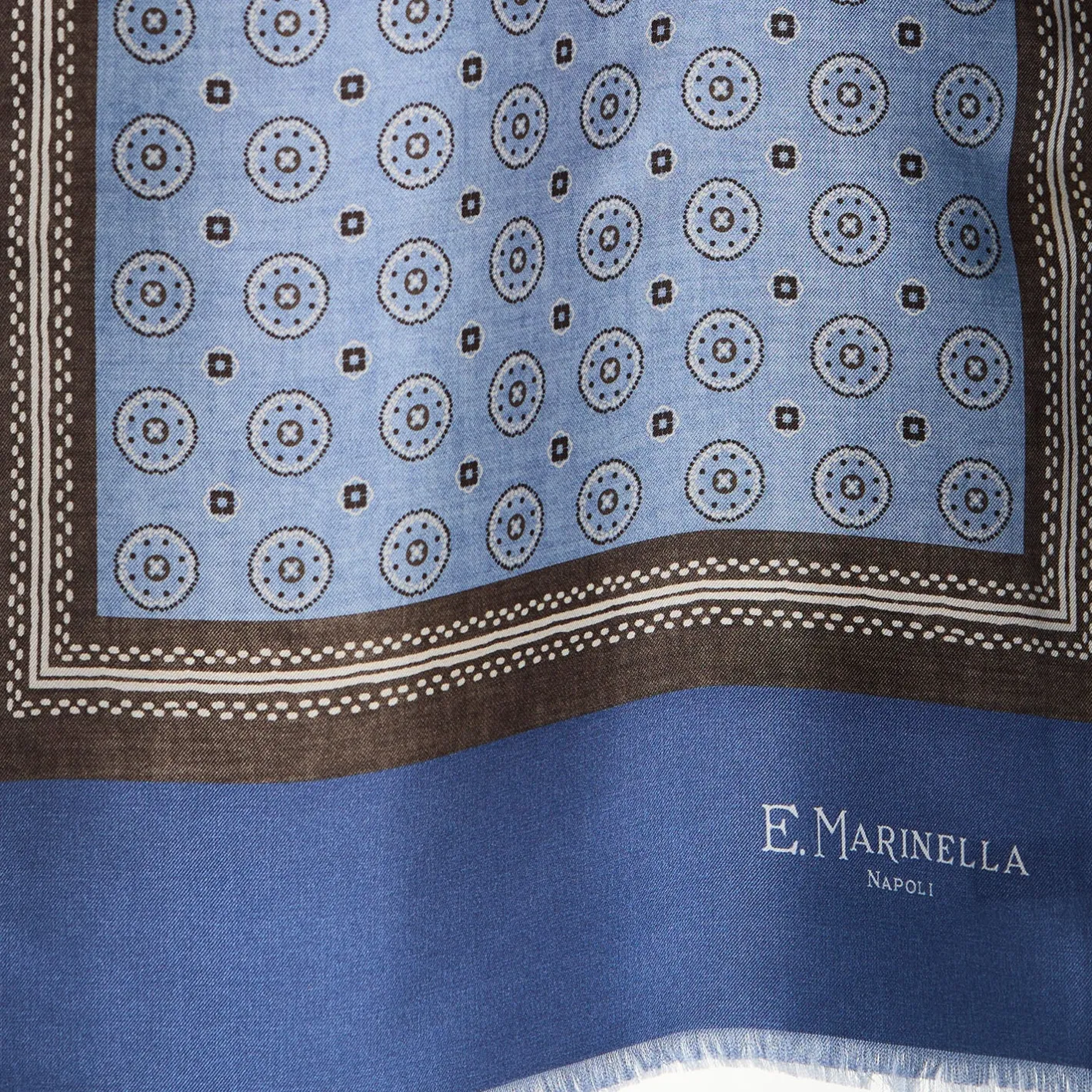 E.Marinella SCIARPA TUBOLARE AZZURRA IN SETA TWILL Classic daisy Clearance