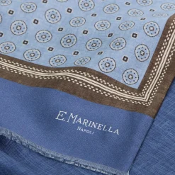 E.Marinella SCIARPA TUBOLARE AZZURRA IN SETA TWILL Classic daisy Clearance