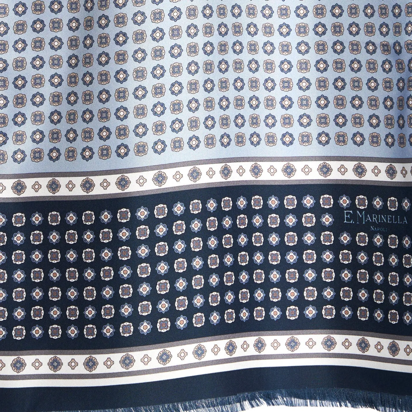 E.Marinella SCIARPA TUBOLARE AZZURRA IN SETA TWILL Busy pattern Clearance