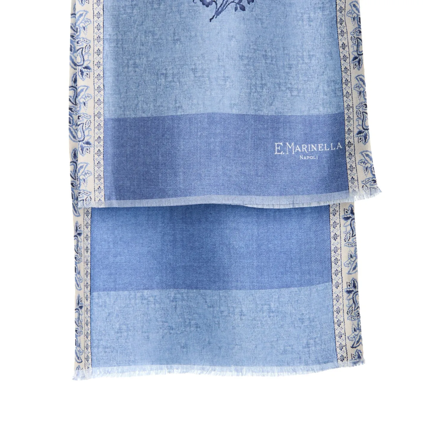 E.Marinella SCIARPA TUBOLARE AZZURRA IN SETA TWILL Paisley pattern Hot
