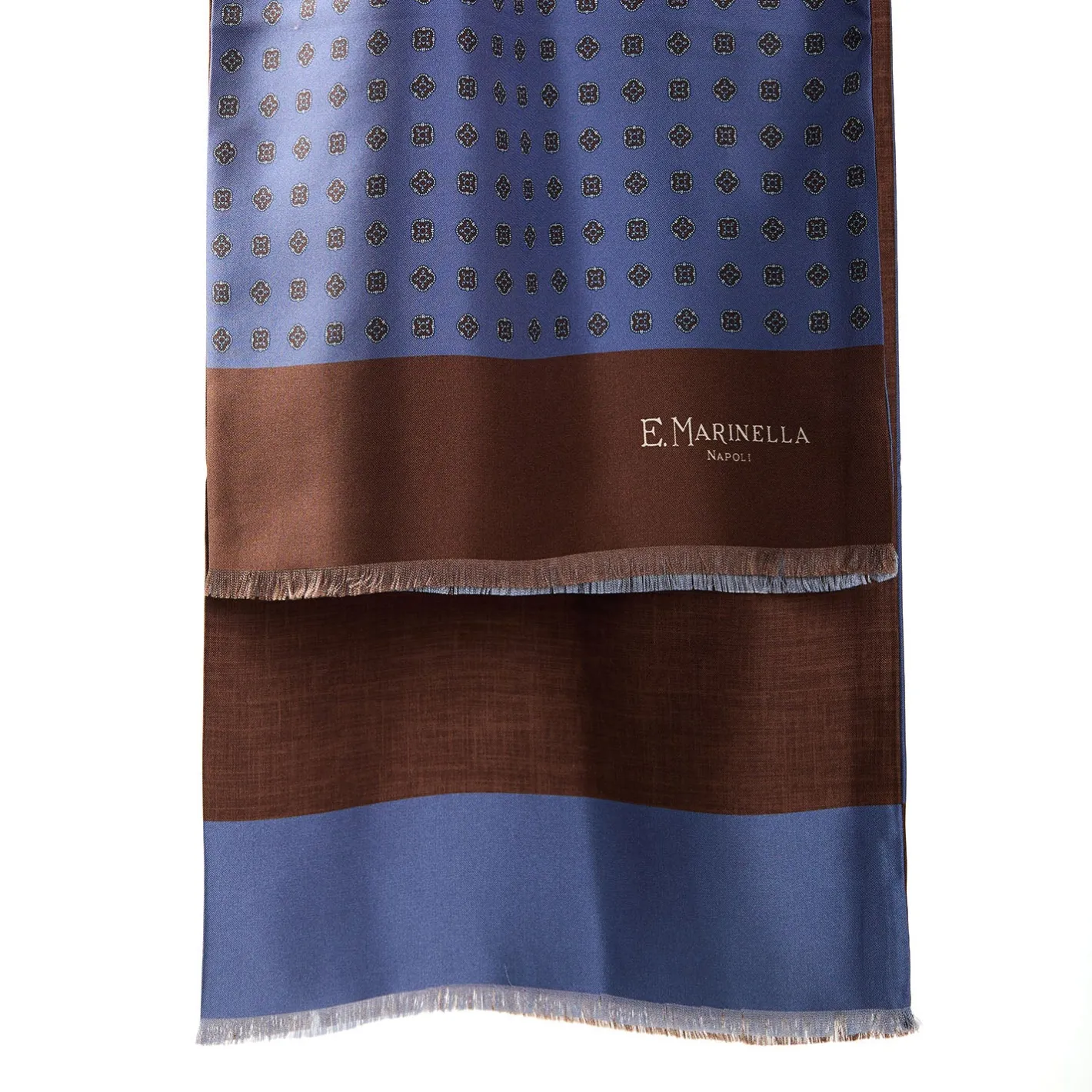 E.Marinella SCIARPA TUBOLARE AZZURRO POLVERE IN SETA TWILL Classic daisy Clearance