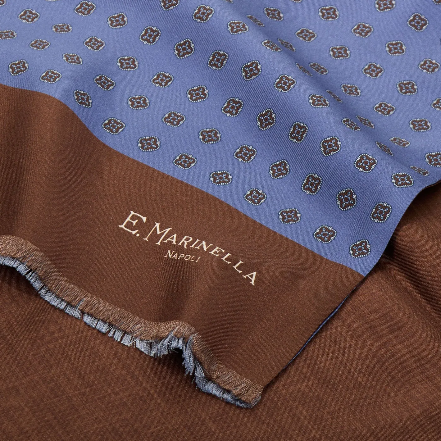 E.Marinella SCIARPA TUBOLARE AZZURRO POLVERE IN SETA TWILL Classic daisy Clearance