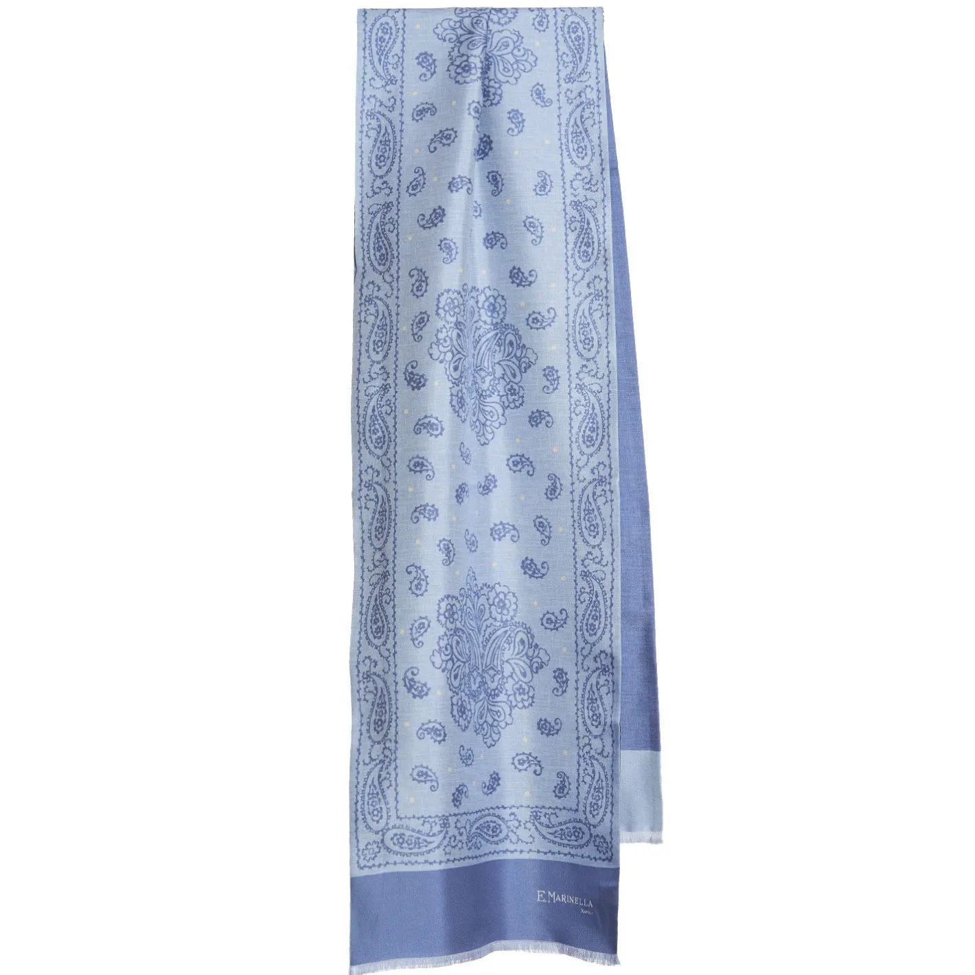 E.Marinella SCIARPA TUBOLARE AZZURRO POLVERE IN SETA TWILL Paisley Outlet