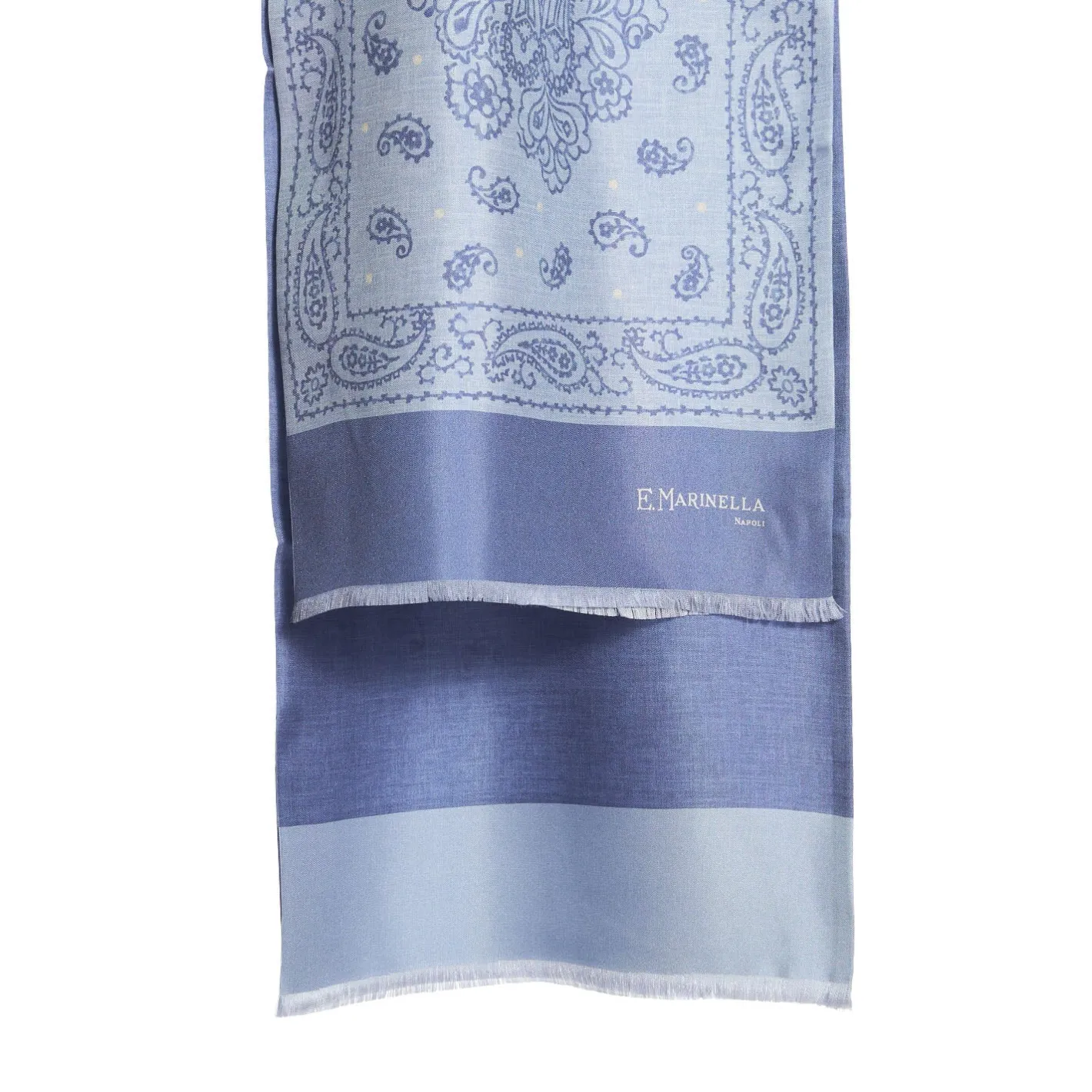 E.Marinella SCIARPA TUBOLARE AZZURRO POLVERE IN SETA TWILL Paisley Outlet