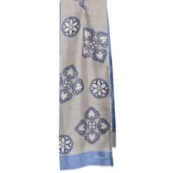 E.Marinella SCIARPA TUBOLARE BEIGE IN SETA TWILL Busy pattern Clearance