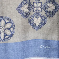 E.Marinella SCIARPA TUBOLARE BEIGE IN SETA TWILL Busy pattern Clearance
