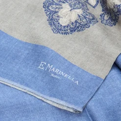 E.Marinella SCIARPA TUBOLARE BEIGE IN SETA TWILL Busy pattern Clearance