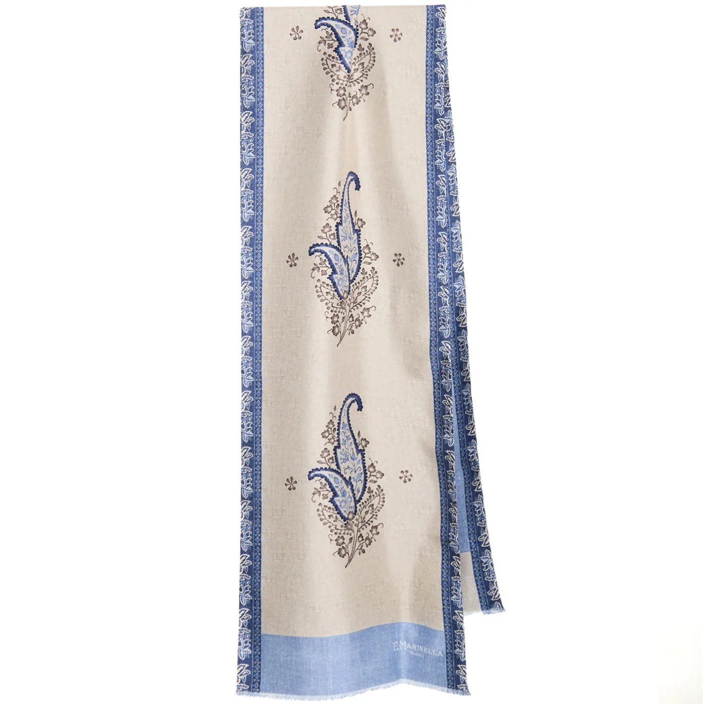 E.Marinella SCIARPA TUBOLARE BEIGE IN SETA TWILL Paisley pattern Sale