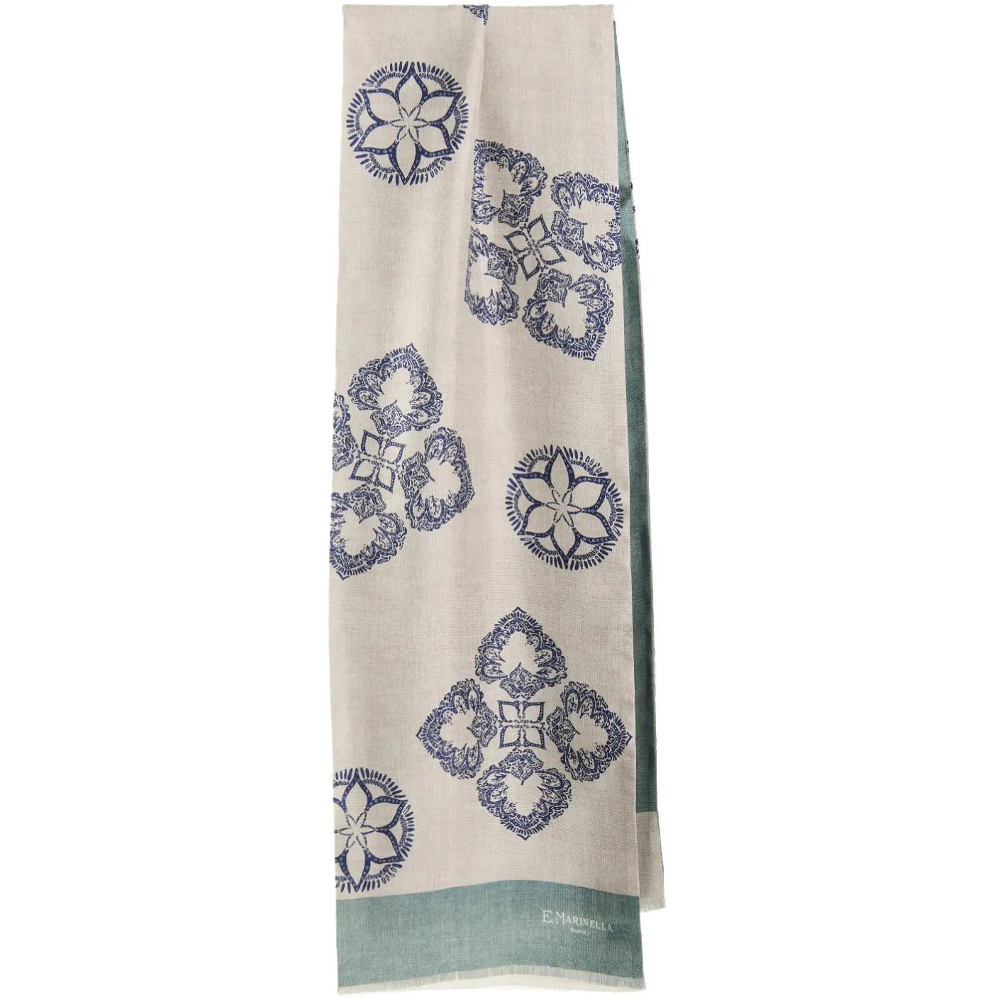 E.Marinella SCIARPA TUBOLARE BEIGE IN SETA TWILL Busy pattern New