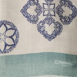 E.Marinella SCIARPA TUBOLARE BEIGE IN SETA TWILL Busy pattern New