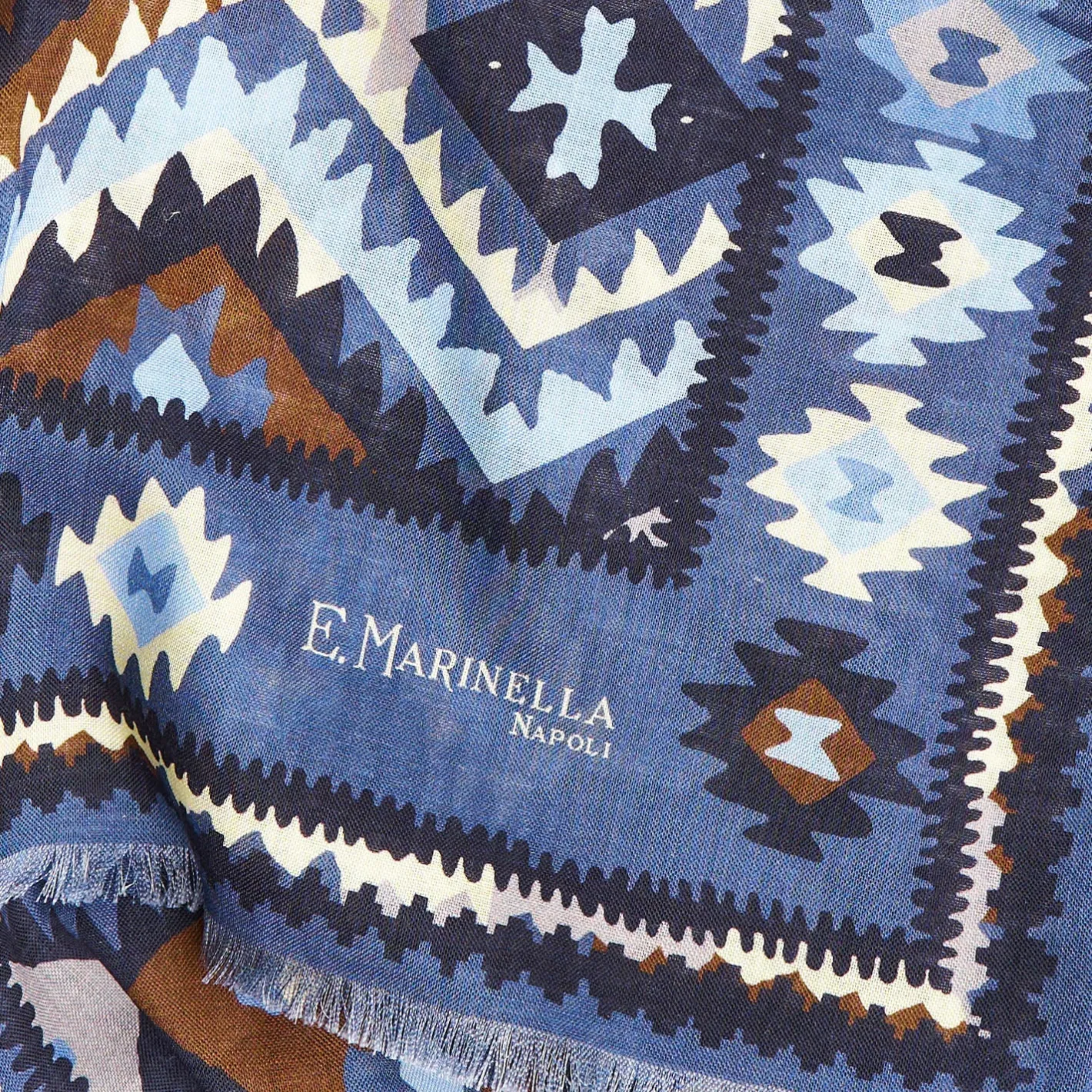 E.Marinella SCIARPA TUBOLARE BLU In lana e seta Sale