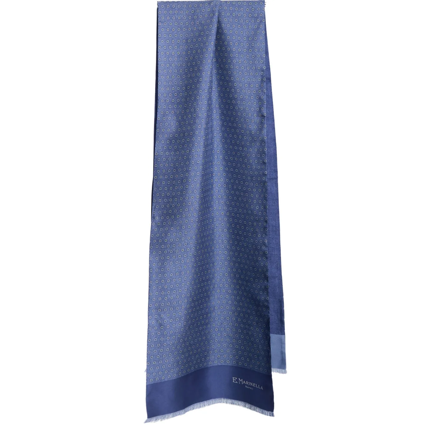 E.Marinella SCIARPA TUBOLARE BLU IN SETA TWILL Classic daisy Outlet