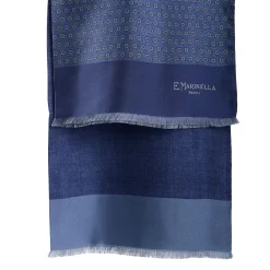 E.Marinella SCIARPA TUBOLARE BLU IN SETA TWILL Classic daisy Outlet