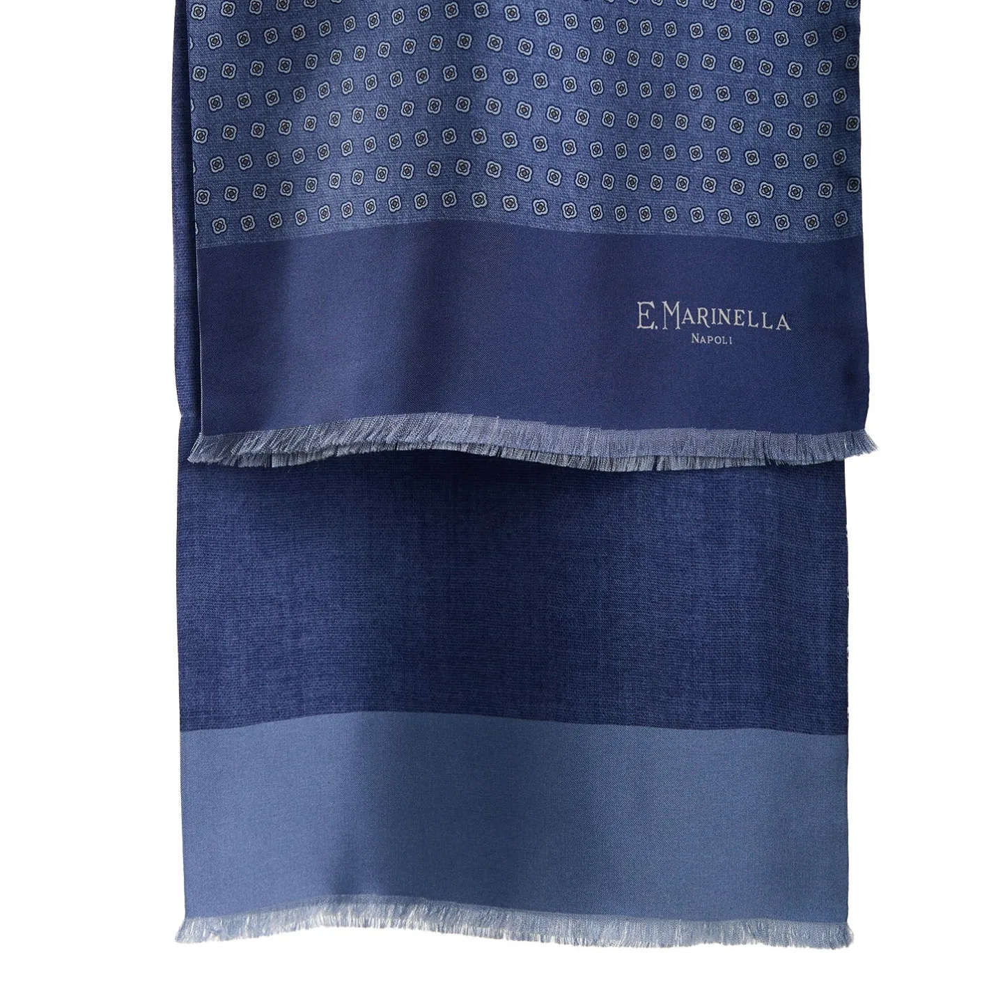 E.Marinella SCIARPA TUBOLARE BLU IN SETA TWILL Classic daisy Outlet