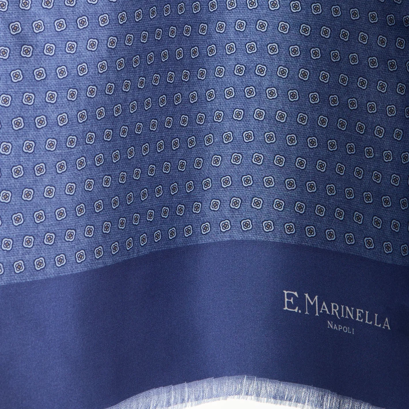 E.Marinella SCIARPA TUBOLARE BLU IN SETA TWILL Classic daisy Outlet