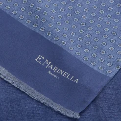 E.Marinella SCIARPA TUBOLARE BLU IN SETA TWILL Classic daisy Outlet