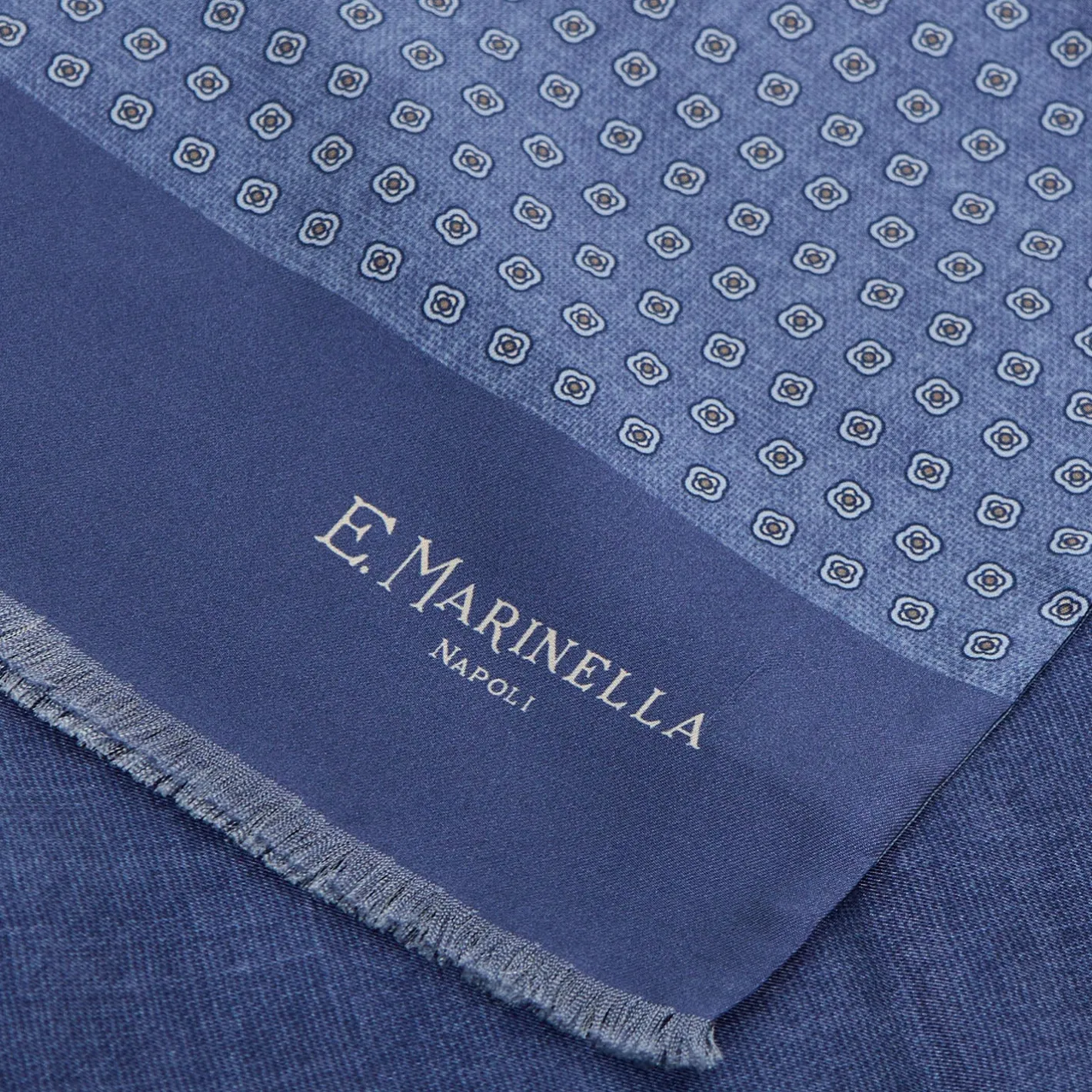 E.Marinella SCIARPA TUBOLARE BLU IN SETA TWILL Classic daisy Outlet