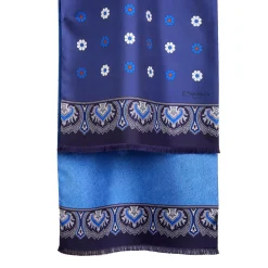 E.Marinella SCIARPA TUBOLARE BLU IN SETA TWILL Floral drift Best