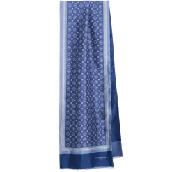 E.Marinella SCIARPA TUBOLARE BLU IN SETA TWILL Busy pattern Best