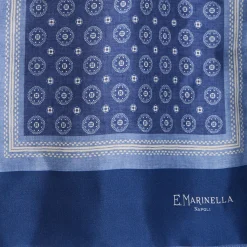 E.Marinella SCIARPA TUBOLARE BLU IN SETA TWILL Busy pattern Best