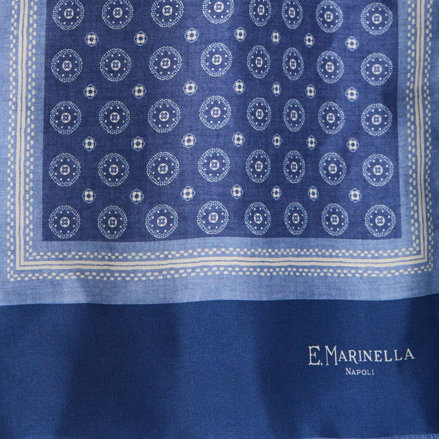 E.Marinella SCIARPA TUBOLARE BLU IN SETA TWILL Busy pattern Best