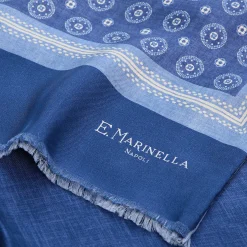 E.Marinella SCIARPA TUBOLARE BLU IN SETA TWILL Busy pattern Best