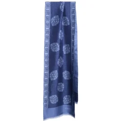 E.Marinella SCIARPA TUBOLARE BLU IN SETA TWILL Classic daisy Sale