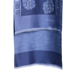 E.Marinella SCIARPA TUBOLARE BLU IN SETA TWILL Classic daisy Sale