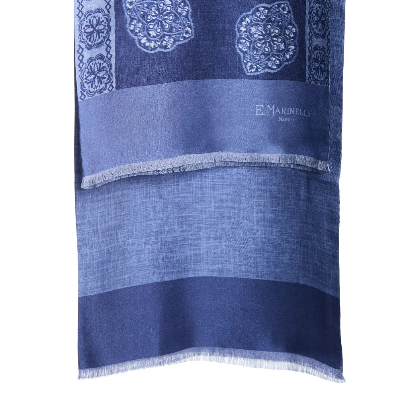 E.Marinella SCIARPA TUBOLARE BLU IN SETA TWILL Classic daisy Sale