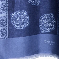E.Marinella SCIARPA TUBOLARE BLU IN SETA TWILL Classic daisy Sale